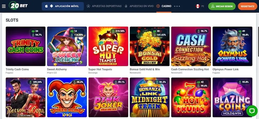 20bet - Tragamonedas gratis en casinos online de Perú