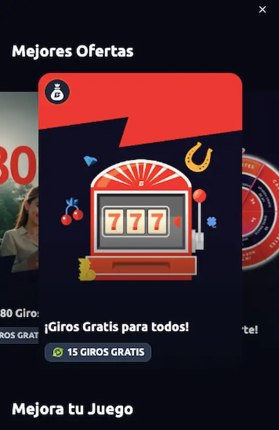 Bono de giros gratis en Betano Casino Perú