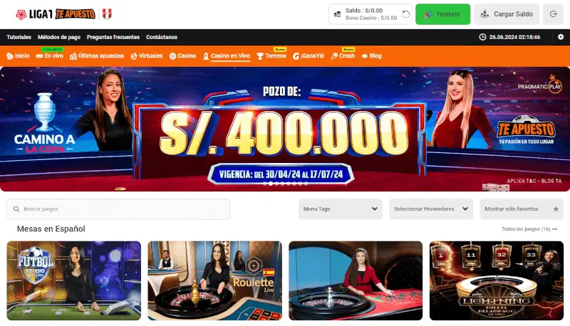 Casino en Vivo de TeApuesto Perú