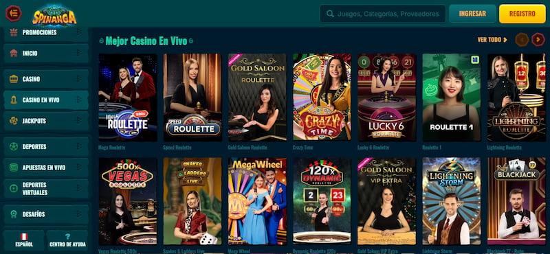 Spinanga Casino Live Casino