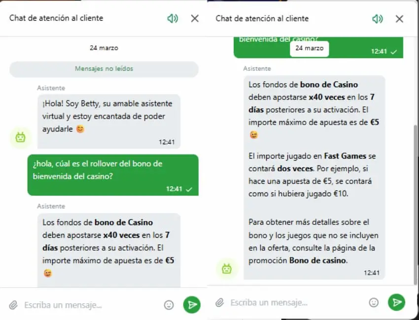 Chat en vivo en Casino Melbet Perú
