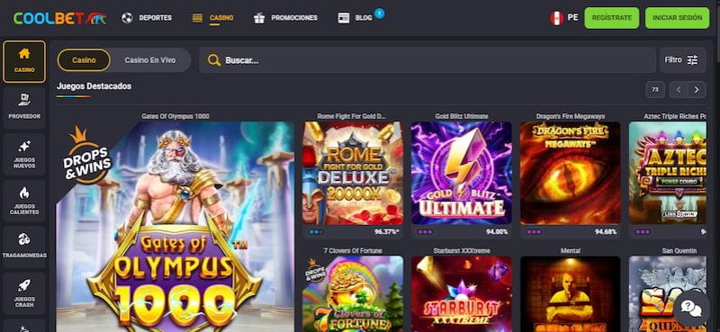 Página de juegos de casino en Coolbet