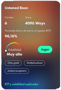 Información técnica de la tragamonedas Untamed Bison de Bet365