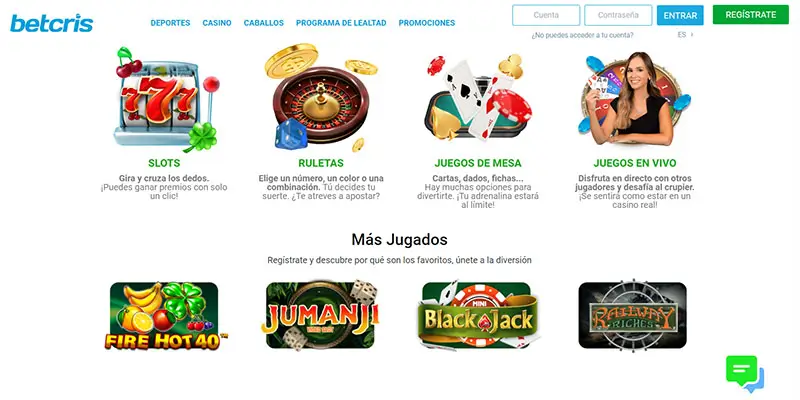 Juegos de Casino en Betcris