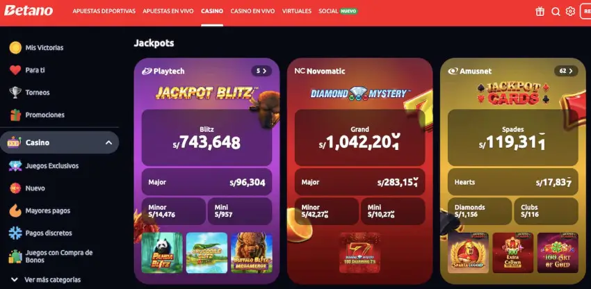 Juegos de casino en Betano