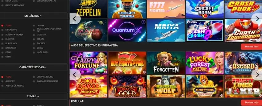 Juegos de casino en Megapari Perú