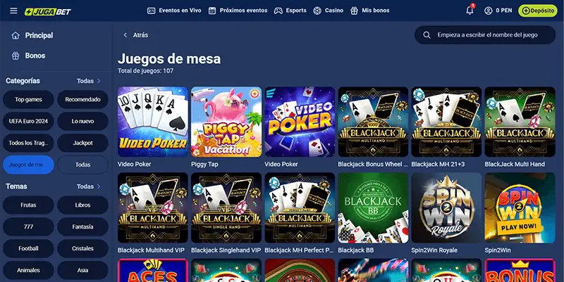 Juegos de mesa en Jugabet Casino
