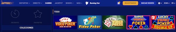 Mejores Casinos para Jugar Video póker Online: Sapphirebet