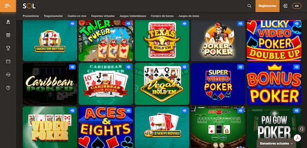 Mejores Casinos para Jugar Video póker Online: Sol Casino