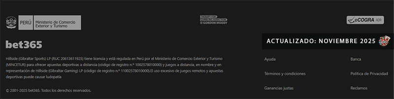 Licencias y Seguridad en Bet365 PE
