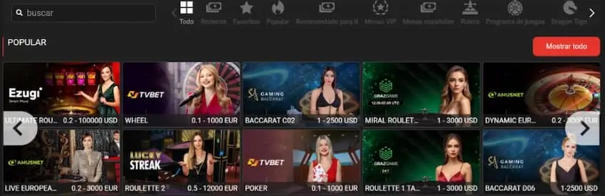 Megapari casino en vivo