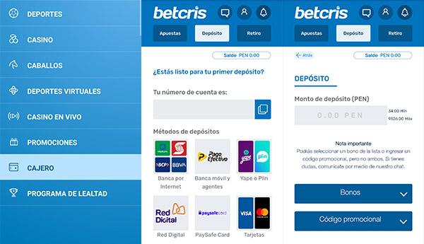 Métodos de pago en la Betcris App