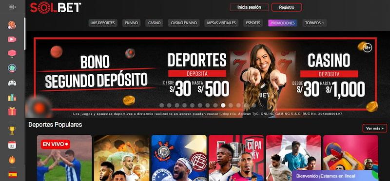 Página de promociones de Solbet