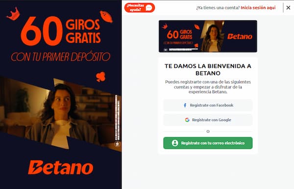 Registro en Betano Casino