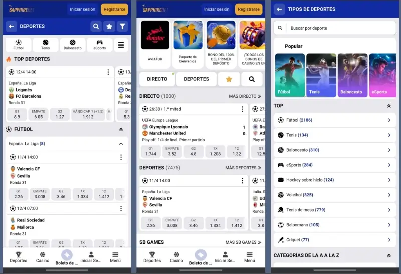 SapphireBet deportes app