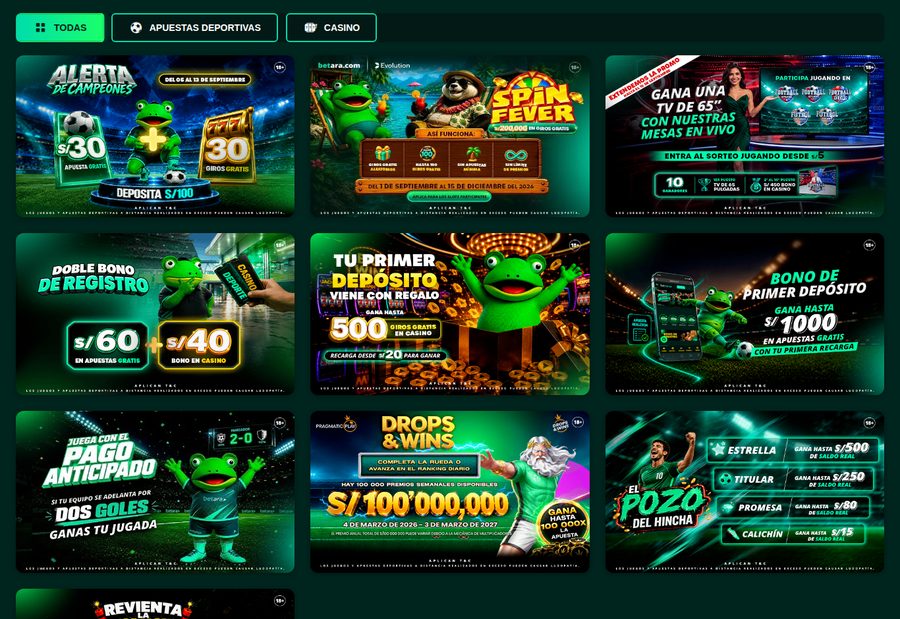 Promociones de Betara: doble bono de registro, primer depósito y Drops & Wins