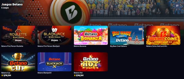 Juegos exclusivos en Betano Casino Perú
