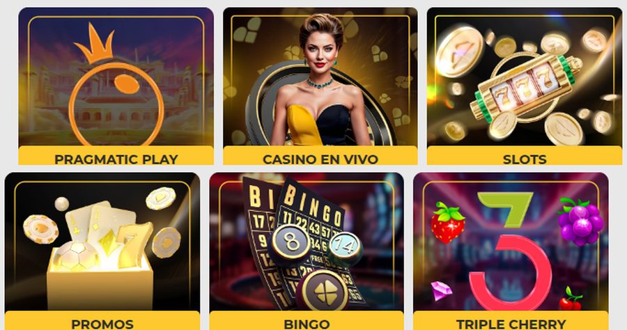 Categorías del casino de MiCasino: Pragmatic Play, Casino en Vivo, Slots, Promos, Bingo y Triple Cherry